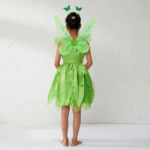 Vista 4 de Vestidos de princesa para niñas, disfraz de hada con disfraz de hada de princesa, disfraces de Halloween para niñas con alas de hadas