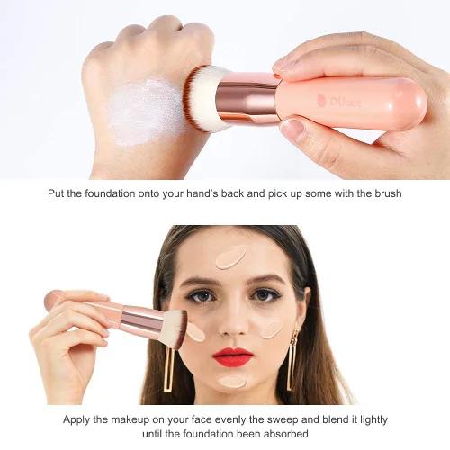 Vista 7 de DUcare Brochas de maquillaje Cepillo corrector de doble punta para base de polvo
