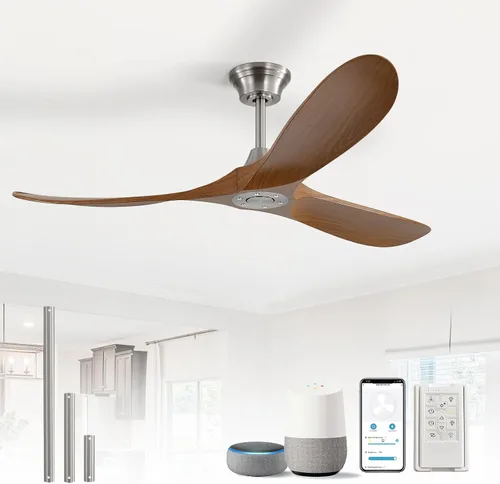 Vista 11 de Sofucor Ventilador de techo inteligente sin luz, ventiladores de techo de 60 pulgadas para interiores y exteriores sin luces, funciona