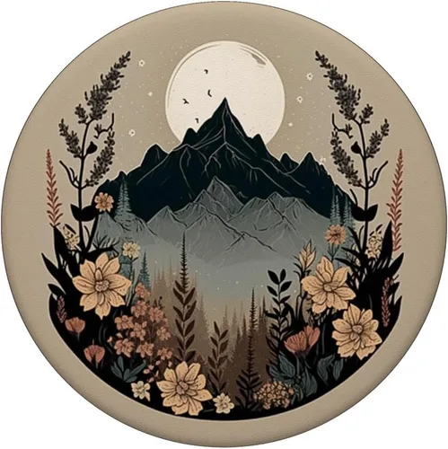 Vista 3 de Boho Chic Boho Hippie Nature Mountain Floral para niñas PopSockets intercambiables PopGrip