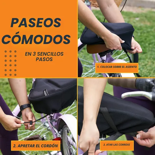 Vista 5 de Bikeroo Cojín Cómodo para Asiento de Bicicleta - Cubierta de Gel Acolchada para Ejercicio, Bicicletas de Montaña y Carretera, Ajuste Universal