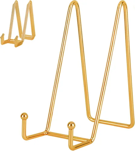 Vista 8 de IBosins Paquete de 5 soportes de exhibición para placas pequeñas de 3 pulgadas, soporte de marco de metal mini negro para fotos, libros, caballete