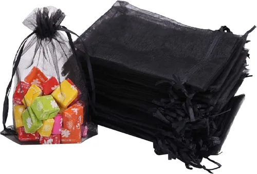 Vista 13 de Stratalife Bolsas de organza de malla de 5 x 7 pulgadas con cordón, 100 Azul marino 5x7 pulgadas