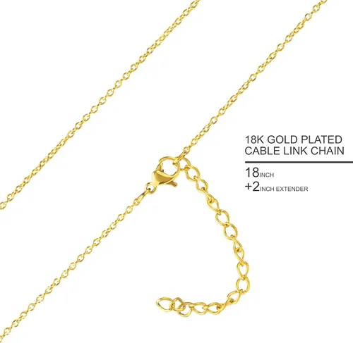 Vista 2 de KISPER - Collar con colgante de acero inoxidable chapado en oro de 18 quilates