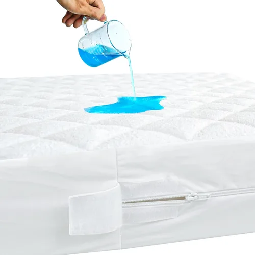 Vista 12 de Protector de colchón para cuna con cremallera, funda impermeable para colchón de cuna, transpirable y absorbente, funda de 6 lados totalmente
