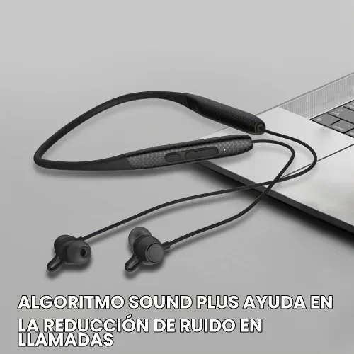 Vista 5 de Auriculares Bluetooth con banda para el cuello, 2 unidades de reproducción de 60 horas, carga rápida 3C, reducción de ruido de llamadas ENC Negro