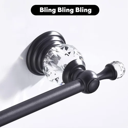 Vista 5 de Barra de Toallas Crystal de WINCASE, Toallero Ajustable Negro, Soporte de Toalla de Mano Individual, Barra de Toalla de Ducha para Baño, Barra