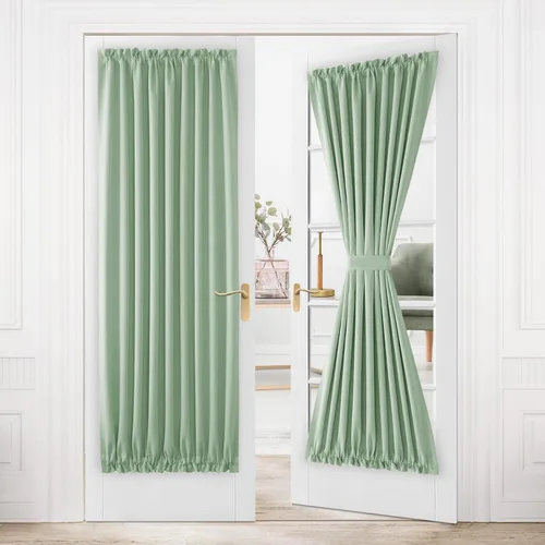 Vista 20 de DWCN Cortinas para Puertas Francesas – Cortinas opacas térmicas con bolsillo para barra para puertas con ventana de cristal, puertas de cocina