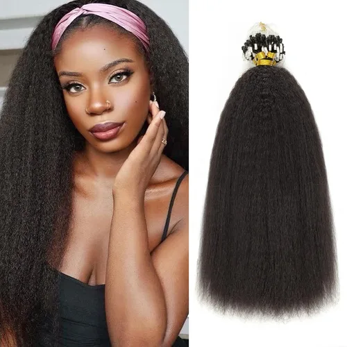 Vista 15 de Extensiones de cabello humano con micro anillo, lacio, rizado, color negro natural, largo microenlaces, extensiones de cabello humano para personas