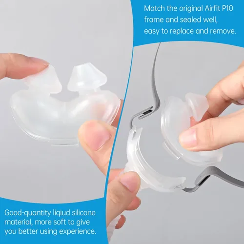 Vista 4 de Cojín nasal para AirFit P10 piezas CPAP de repuesto de una sola capa tamaño M, suministrado por ZISONU (paquete de 2)
