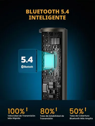 Vista 4 de MaedHawk Adaptador auxiliar Bluetooth de coche 0.209 in Receptor de audio inalámbrico para automóvil Micrófono mejorado integrado para llamadas
