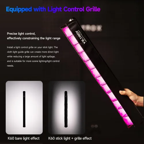 Vista 2 de VILTROX Paquete de 2 varitas de luz RGB grandes K60 con 2 mini trípode para fotografía