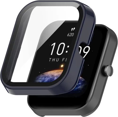 Vista 4 de Funda protectora de pantalla compatible con Amazfit Bip 3/Bip 3 Pro, cobertura completa, a prueba de golpes, delgada, con protector de pantalla