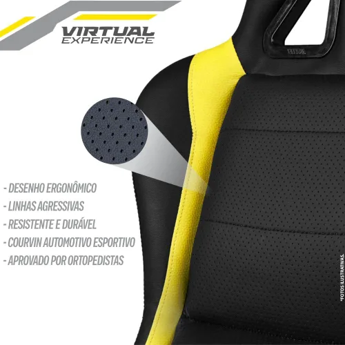 Vista 9 de Extreme Simracing Racing Simulator Cockpit With All Accessories (BlackYellow) - VIRTUAL EXPERIENCE V 3.0 Racing Simulator For Logitech G27, G29