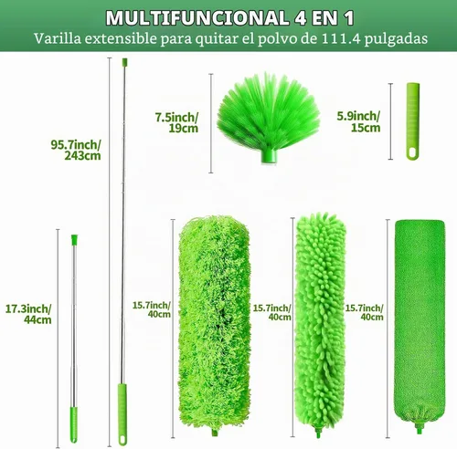 Vista 3 de Plumeros para limpieza de mango largo extensible, plumero Webster con poste de extensión, cepillo removedor de telaraña con poste, limpiador de web