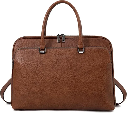 Vista 8 de Blofinche Bolso de mensajero para portátil con hombro: Maletín de trabajo de cuero genuino de 13.3 a 15.6 pulgadas, bolso de diseñador
