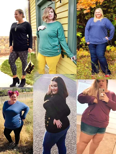 Vista 4 de VISLILY blusa de manga larga para mujer con botones, tallas grandes