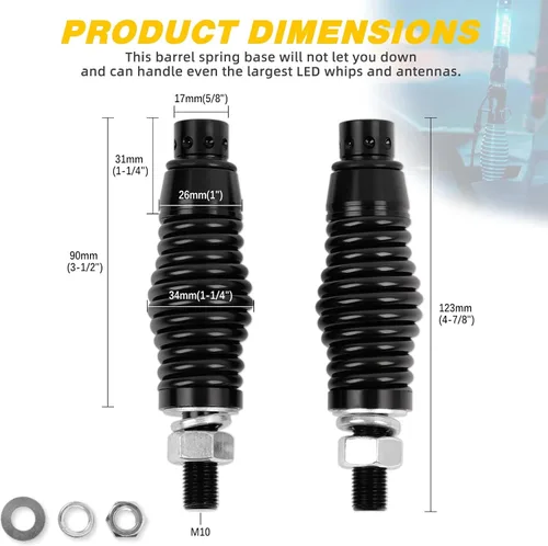 Vista 5 de DREAMIZER 2 piezas de luces de látigo con base de resorte en barril, luces LED con base de resorte de liberación rápida, compatibles con Cam Am