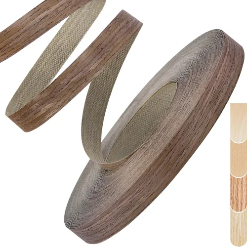 Vista 16 de Bandas de Borde de Abedul, rollo de 1 1/2 pulgadas x 10 pies de Bandas de Borde de Chapa - Pre-encoladas Flexibles, Cinta de Madera Real