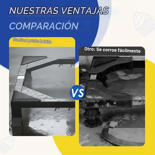 Vista 4 de Pedestal de lavandería de acero inoxidable resistente, soporte universal para lavadora y secadora de 6 pulgadas de altura para máquinas de carga
