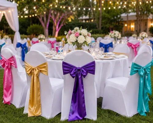 Vista 3 de Bandas de satén para silla, elegantes de alta calidad, 6 x 108 pulgadas, perfectas para bodas, fiestas y eventos