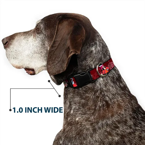 Vista 6 de Buckle-Down Collar de clip de plástico - Poses de gancho Capitán/Elementos náuticos Borgoña - 1" de ancho - Se adapta a cuello de 9-15" - Pequeño