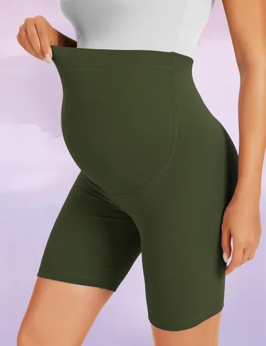 Vista 5 de BONVIGOR Pantalones cortos de maternidad sobre el vientre, para entrenamiento, yoga, atlético, embarazo, pantalones cortos de descanso