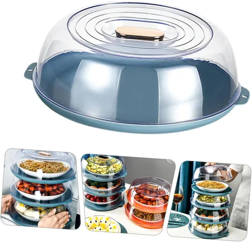 Vista 4 de TIDTALEO Cubierta de tapa de microondas para calentador de alimentos, cubierta de plástico para alimentos, cubierta de placa de alimentos, cubierta