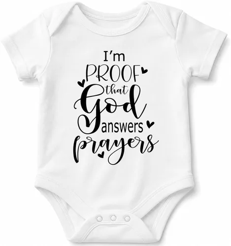 Vista 10 de AW Fashions I'm Proof God Answers Prayers - Miracle Baby Bodysuit Azul