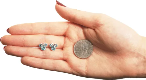 Vista 5 de Disney - Aretes tipo dormilona con diseño de Minnie Mouse para mujer, joyería de piedras natales