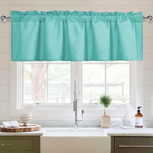Vista 32 de XWZO Cortinas de cenefas de cocina para ventanas, sala de estar, dormitorio, baño, cubiertas superiores, estilo granja rústico, comedor, aislamiento