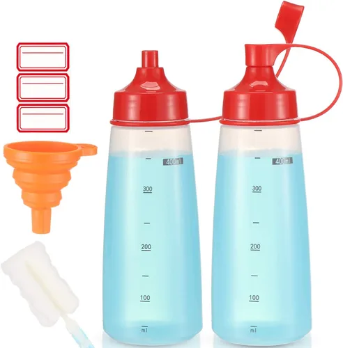 Vista 18 de Botella exprimidora de condimentos para salsas de boca ancha, botellas de plástico para condimentos, pintura, salsa de tomate, mostaza, aceite