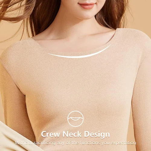 Vista 5 de Ropa interior térmica para mujer, ropa interior larga, elástica, suave, térmica, parte superior e inferior para invierno