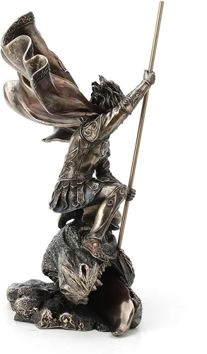 Vista 6 de Veronese Design Estatua de fantasía de Saint George The Dragon Slayer de 11 3/8 pulgadas, resina bronceada fundida en frío, decoración del hogar