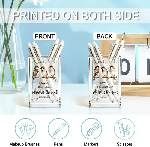 Vista 3 de A Sweet Friendship Refreshes The Soul - Portalápices cosméticos para mujeres, regalos cristianos para mujeres amigas, divertidos versículos