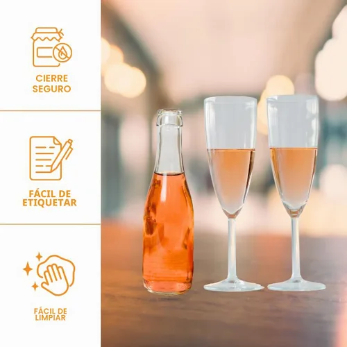 Vista 6 de Botellas transparentes de champaña de 6.3 oz, 24 unidades por caja.