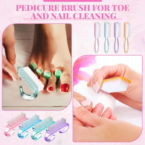 Vista 5 de Patelai - 12 cepillos de uñas a granel para limpiar el mango de uñas, cepillo de uñas colorido a granel para uñas de manos y pies, cepillos