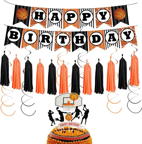 Vista 16 de Juego de 7 letras de baloncesto DIY feliz cumpleaños para niño pastel decoración de fiesta de pasteles deportes suministros de fiesta