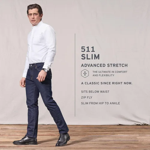 Vista 4 de Levis - Jeans 511 Slim Fit para hombre tallas regular grande y alta