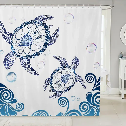 Vista 7 de Cortina de ducha de baño de mármol, cortina de ducha de tela gris y blanca con ganchos, arte único estampado de teñido anudado 3D, accesorios