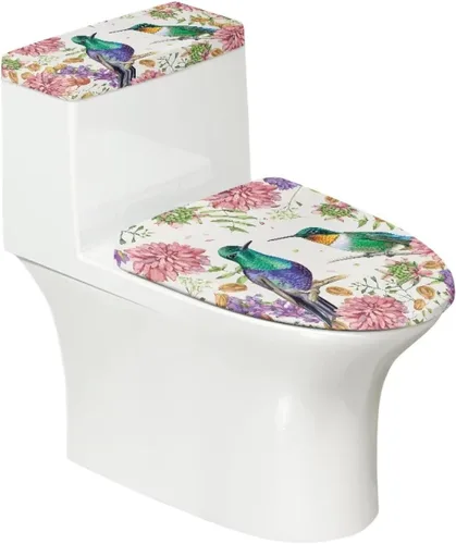 Vista 23 de Ystardream Juego de 2 fundas de inodoro y fundas de asiento de mar profundo, fundas de tapa de asiento de inodoro, fundas lavables para tanque