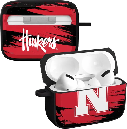 Vista 3 de Nebraska Huskers HDX - Funda compatible con Apple AirPods Gen 1 y 2 (rayas de pintura)