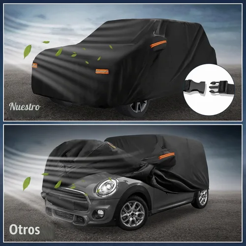 Vista 4 de X AUTOHAUX Funda de coche para Mini Cooper 2DR 2002-2021 210D-PU para exteriores, cubierta completa para todo tipo de clima, con cremallera