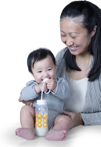 Vista 6 de Podee - Botella manos libres para bebé, sistema de alimentación anti-cólicos, Azul