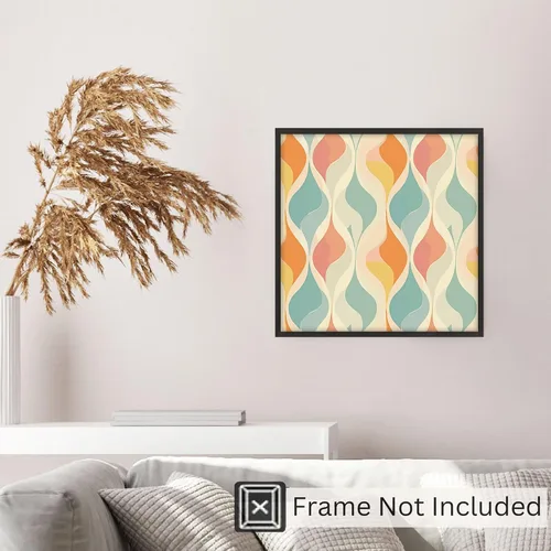 Vista 5 de Ethan Taylor Abstract Wall Art Prints Unframed Square Posters 'Retro 70s Hippie Groovy Pattern XI' Retro Home Décor for Living Room, Bedroom