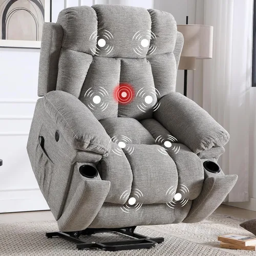 Vista 12 de CANMOV Power Lift - Silla reclinable para personas mayores con masaje por vibración y calefacción lumbar, silla elevadora eléctrica con bolsillo