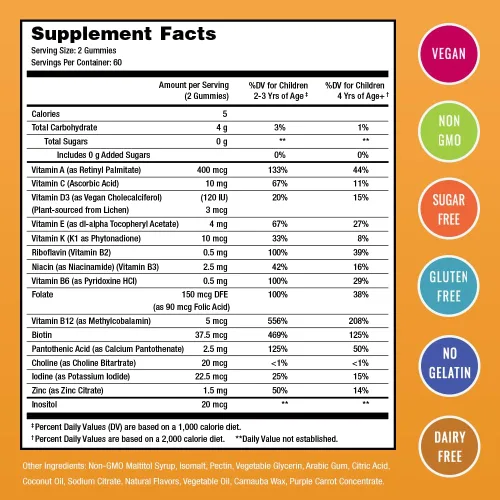 Vista 5 de NutraChamps Gomitas multivitamínicas para niños 120 vitaminas gomosas sin azúcar para niños Veganas y sin OMG Fresa, maracuyá, melocotón