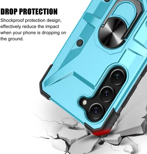Vista 6 de Funda para Samsung Galaxy S23 Plus, a prueba de golpes, con soporte de anillo giratorio integrado + protector de pantalla de vidrio templado