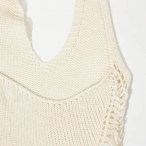 Vista 6 de Vestido de suéter sexy con cuello en V para mujer, vestido de punto halter con cordones en la cintura hueca, vestido largo para club