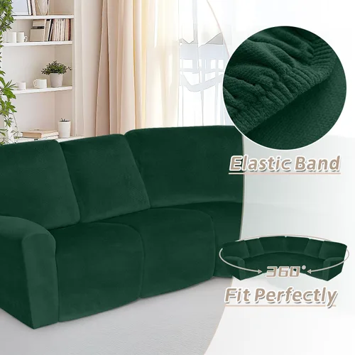 Vista 19 de Arfntevss Fundas de sofá seccional reclinable de terciopelo, Funda de sofá seccional de esquina para sofá reclinable, Funda elástica suave